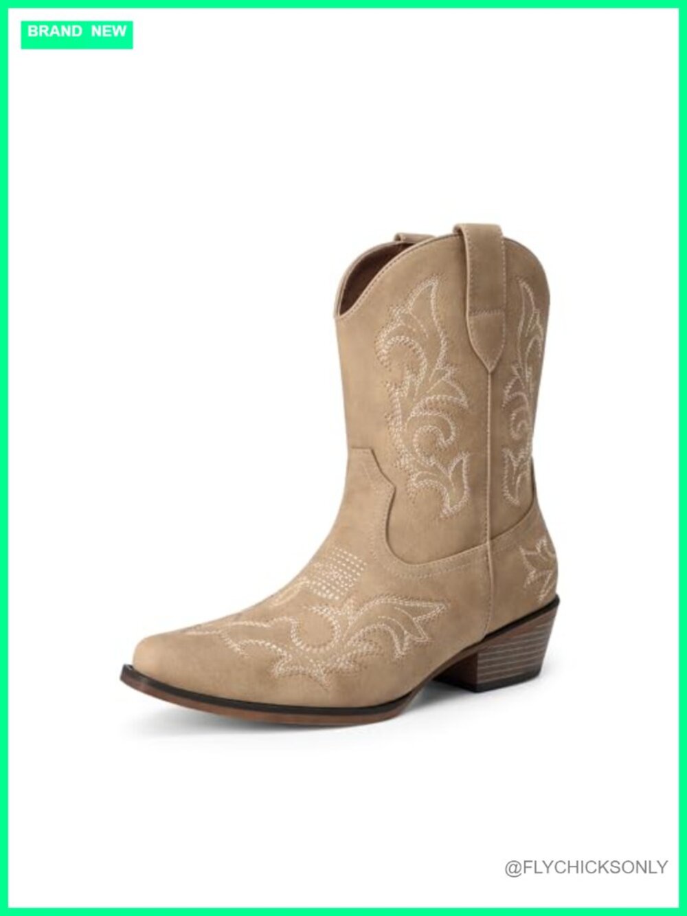 Women's Western Ankle Boots Faux Leather Embroidered Cowboy Booties